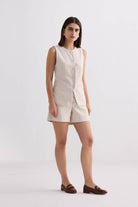 Cotton Tweed Shorts in Cream Longshot