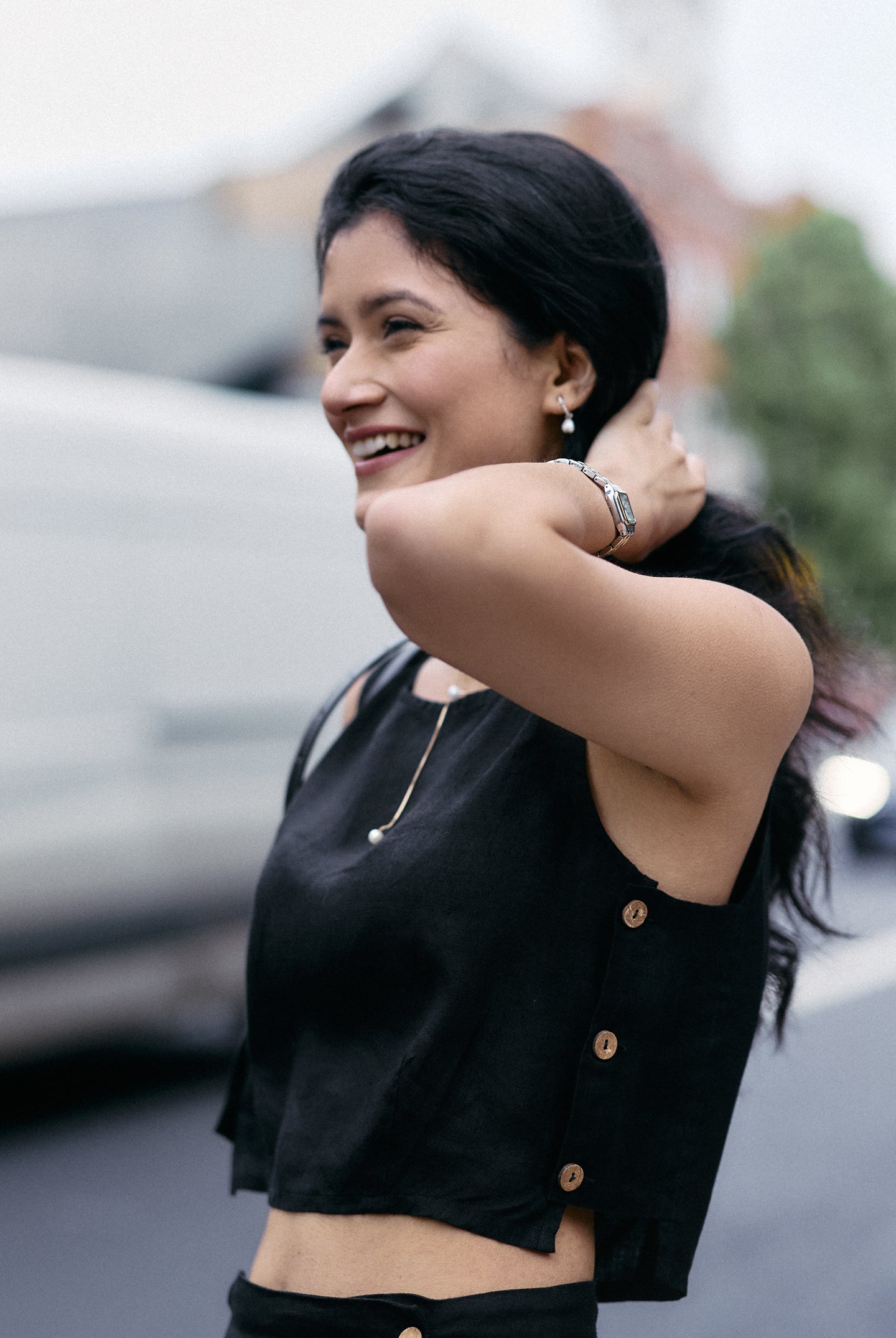 Boxy Crop Top in Black Moodshot