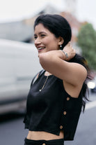 Boxy Crop Top in Black Moodshot