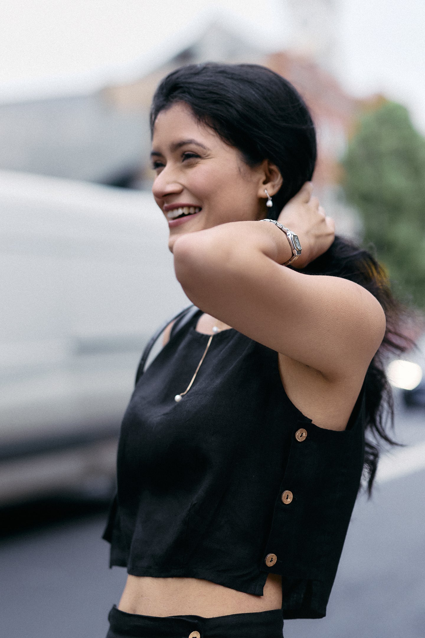Boxy Crop Top in Black Moodshot