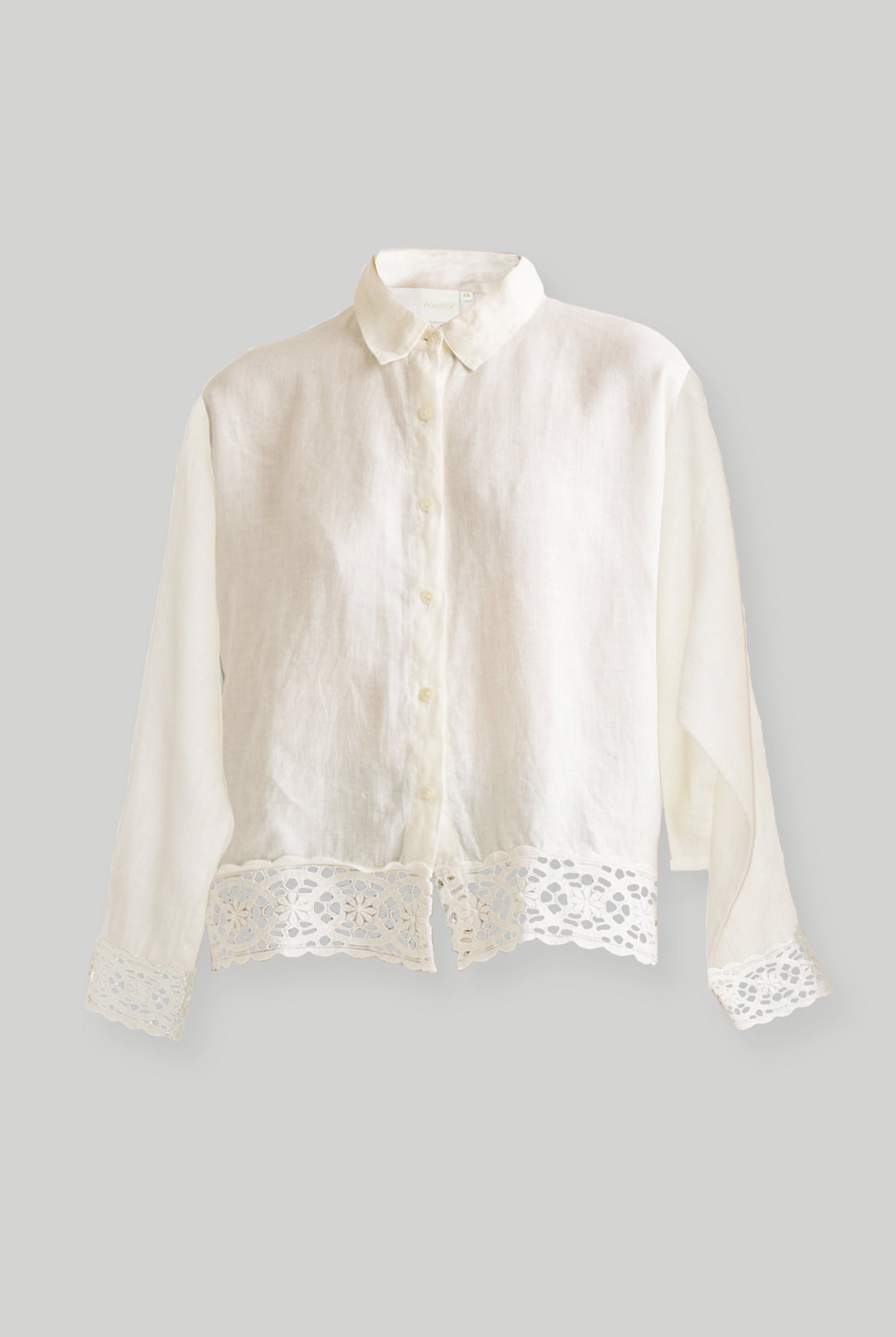 Button-down with Lace Shirt in Off-white Flat Lay