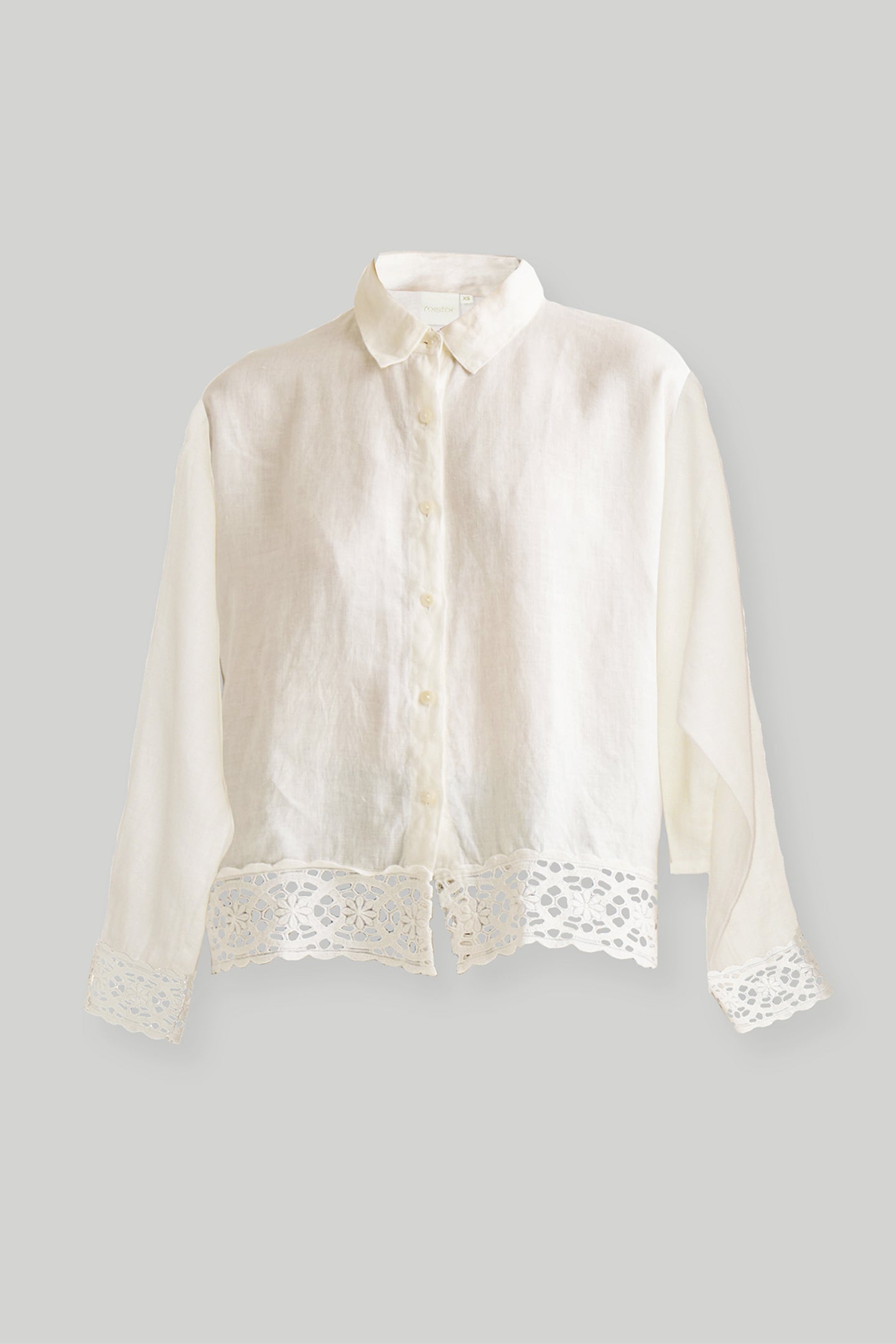 Button-down with Lace Shirt in Off-white Flat Lay