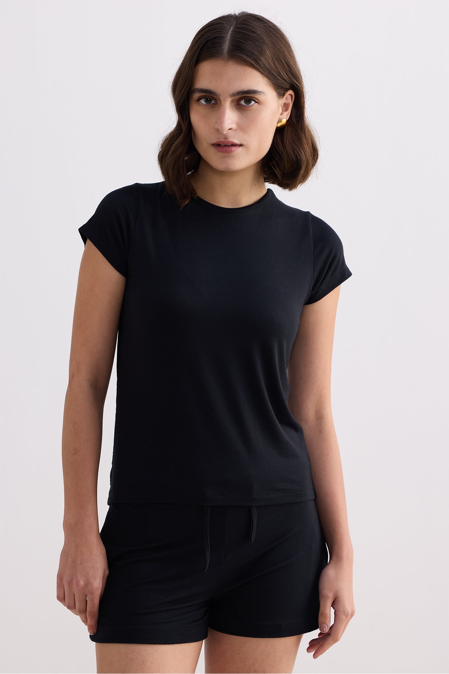 Essential Short Sleeve Tee Set in Black - OLD BIUNDLE