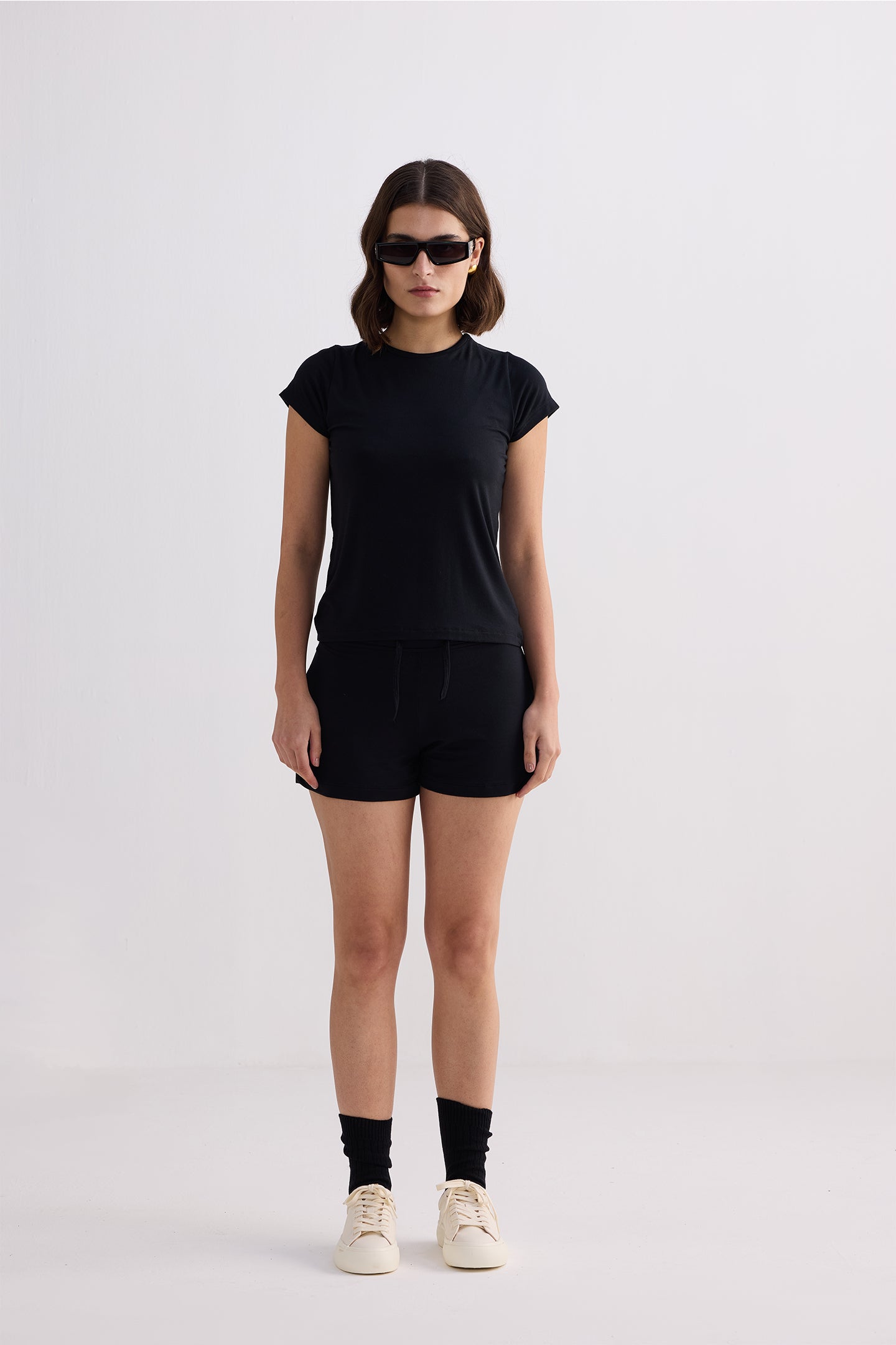 Essential Short Sleeve Tee Set in Black - OLD BIUNDLE