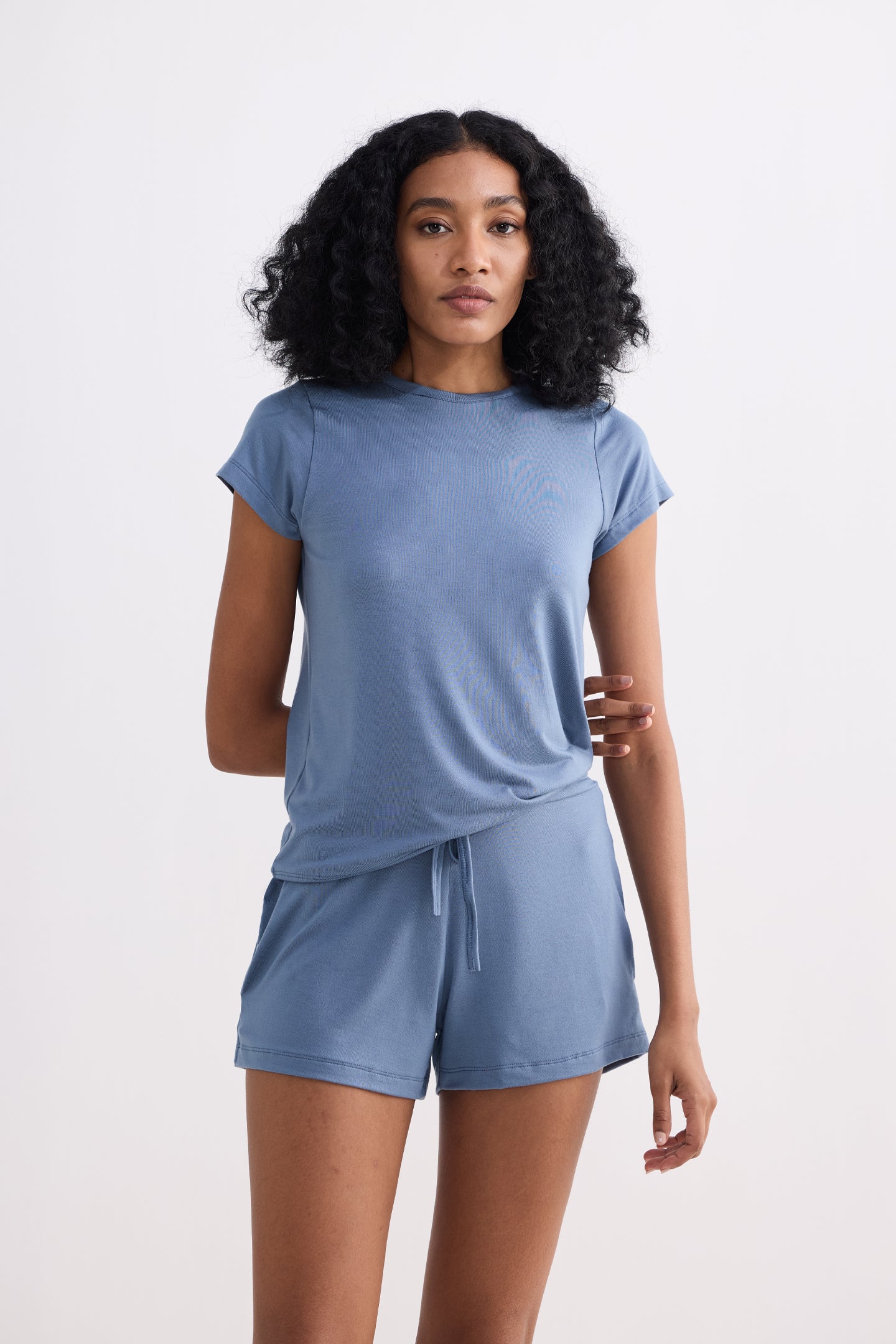 Essential Short Sleeve Tee Set in Blue - OLD BUNDLE