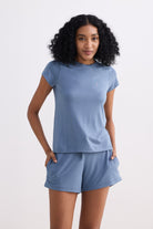 Essential Short Sleeve Tee in Blue Longshot