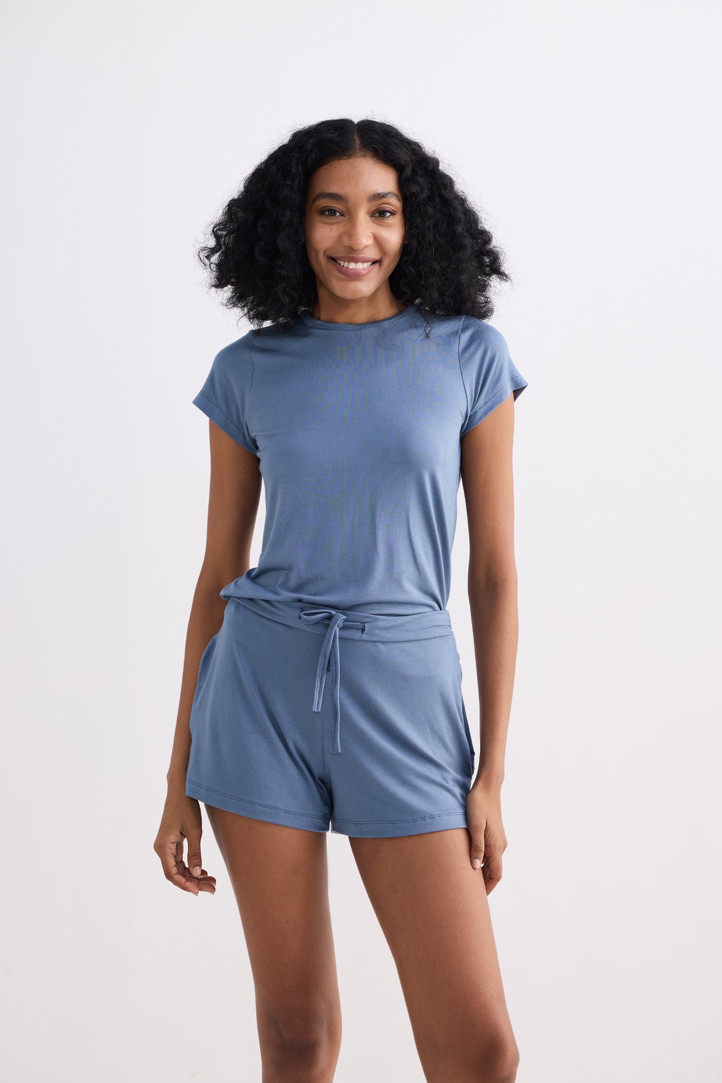Essential Short Sleeve Tee Set in Blue - OLD BUNDLE