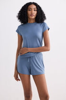Essential Short Sleeve Tee Set in Blue Longshot
