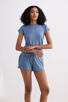 Essential Short Sleeve Tee Set in Blue Longshot