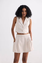 Cotton Tweed Skort in Cream Longshot