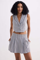 Cropped Cotton Tweed Vest Set in Grey Longshot
