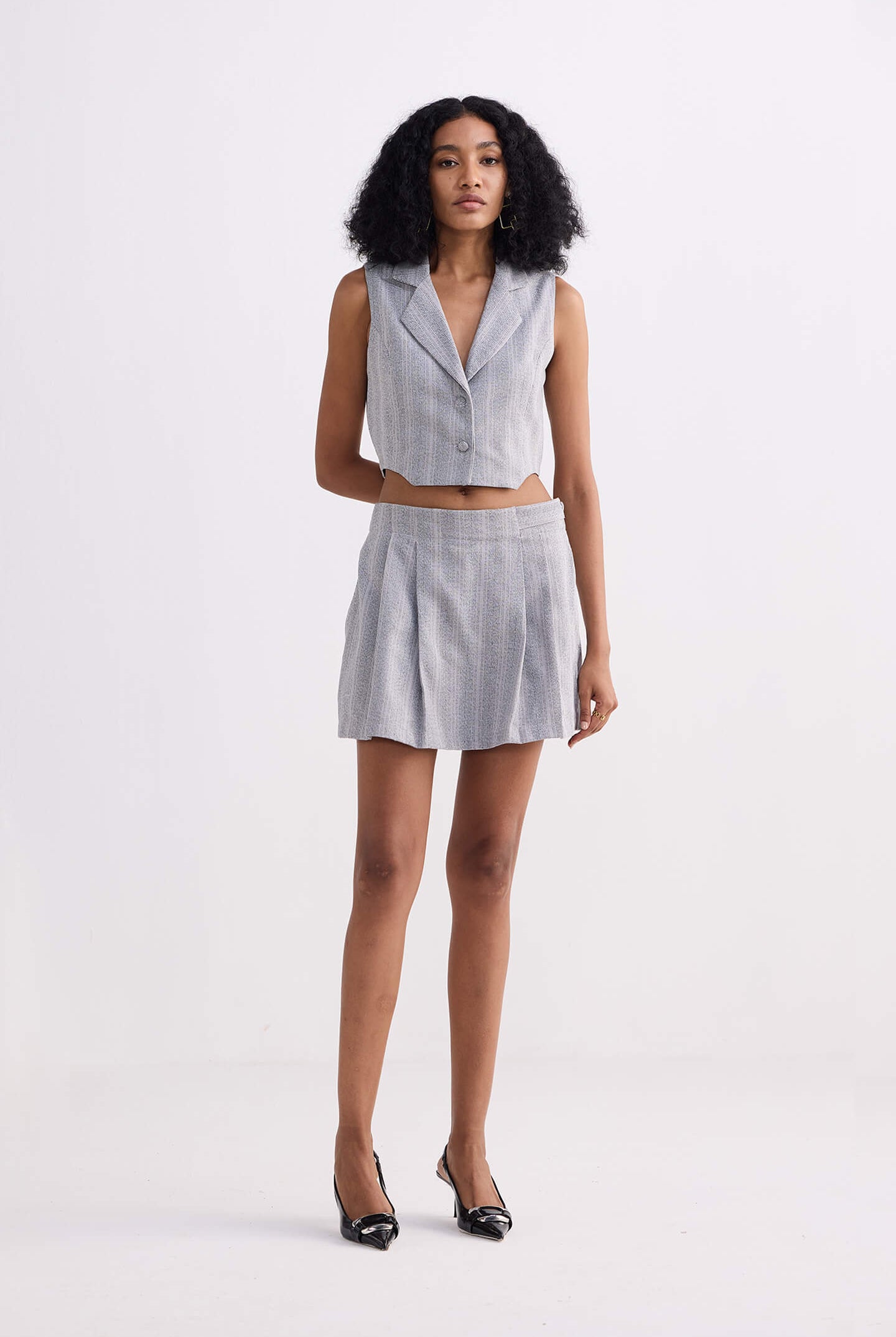 Cotton Tweed Skort in Grey Longshot