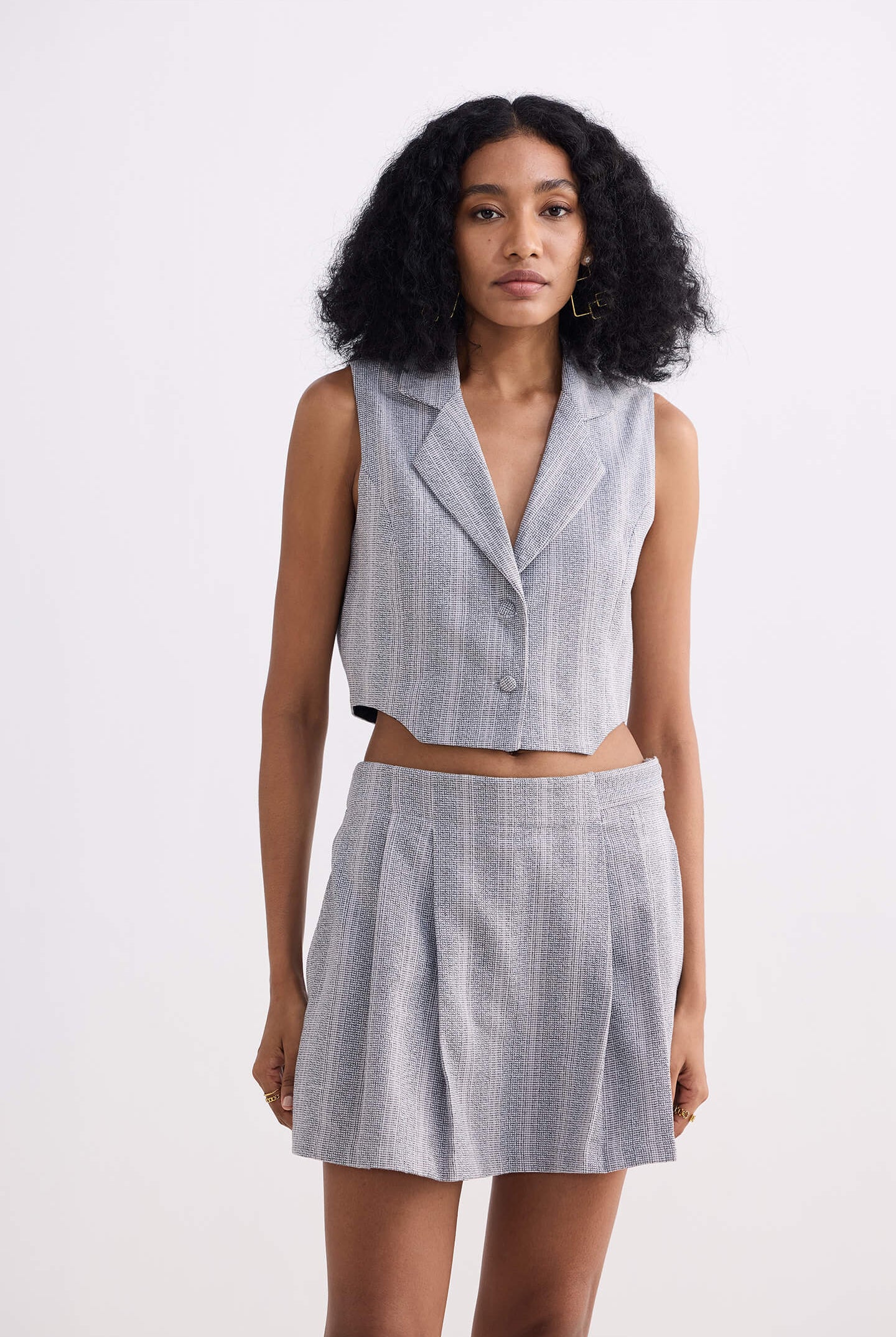 Cotton Tweed Skort in Grey Longshot