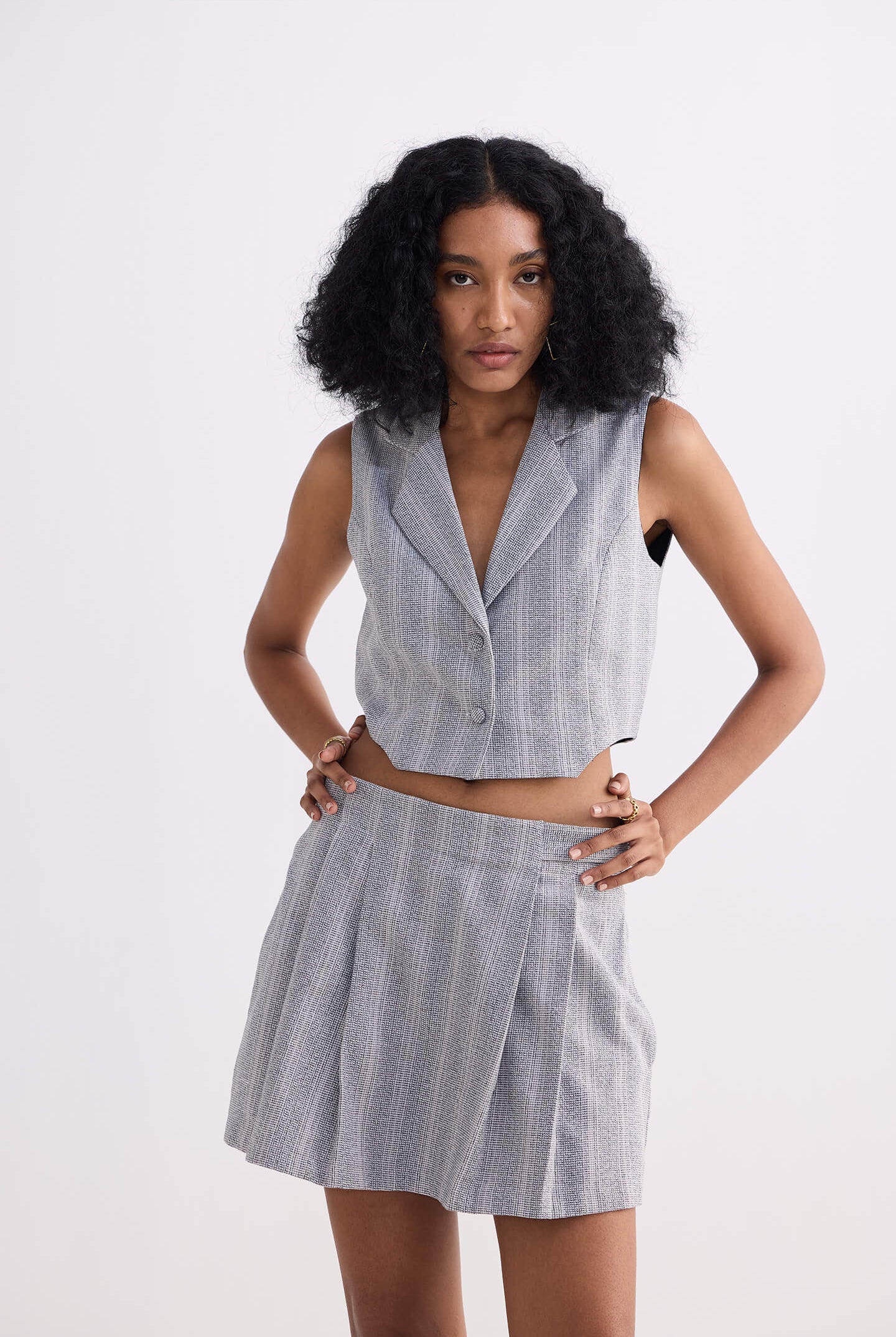 Cotton Tweed Skort in Grey Longshot