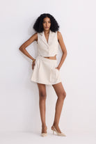 Cotton Tweed Skort in Cream Longshot