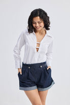 Crisp Details Button-down Shirt in White Longshot