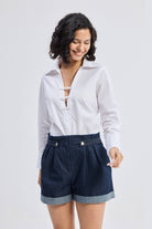Crisp Details Button-down Shirt in White Longshot