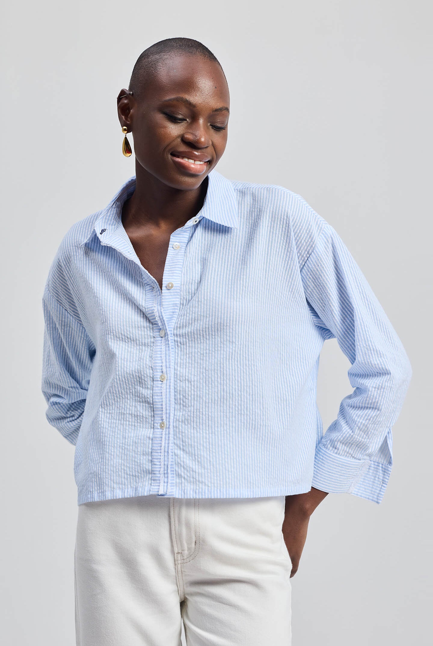 Crop it like it’s Hot Shirt in Stripes Longshot