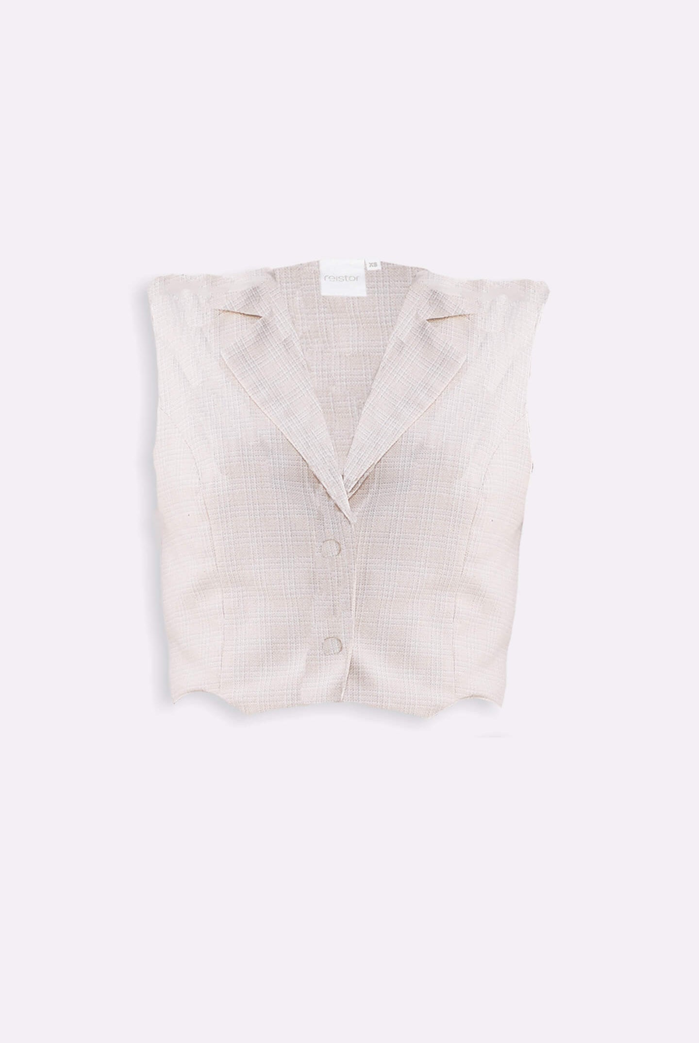 Cropped Cotton Tweed Vest in Cream Flat lay
