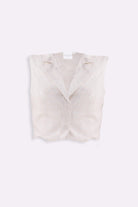 Cropped Cotton Tweed Vest in Cream Flat lay