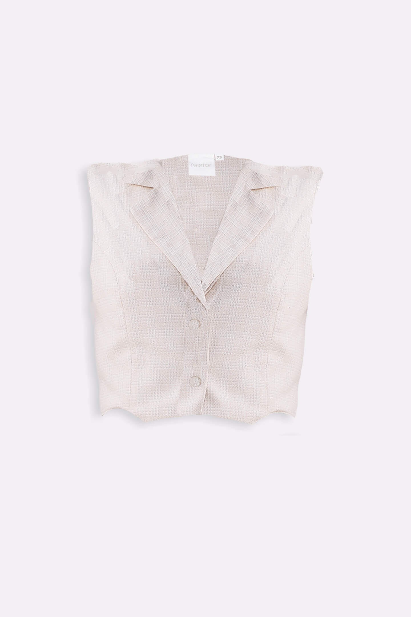 Cropped Cotton Tweed Vest in Cream Flat lay