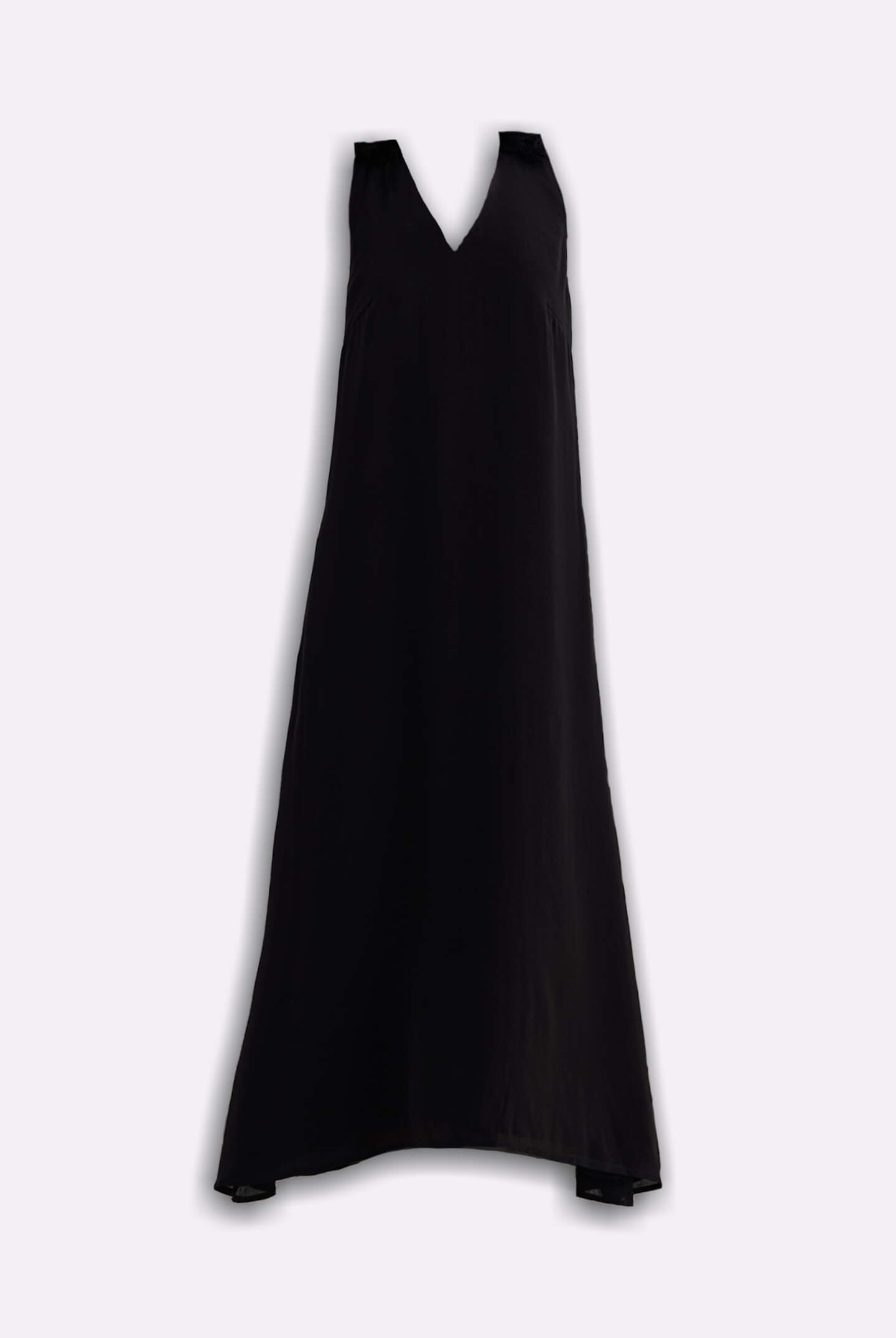 Crossed in Chic Sleeveless Maxi Dress in Black Flat lay