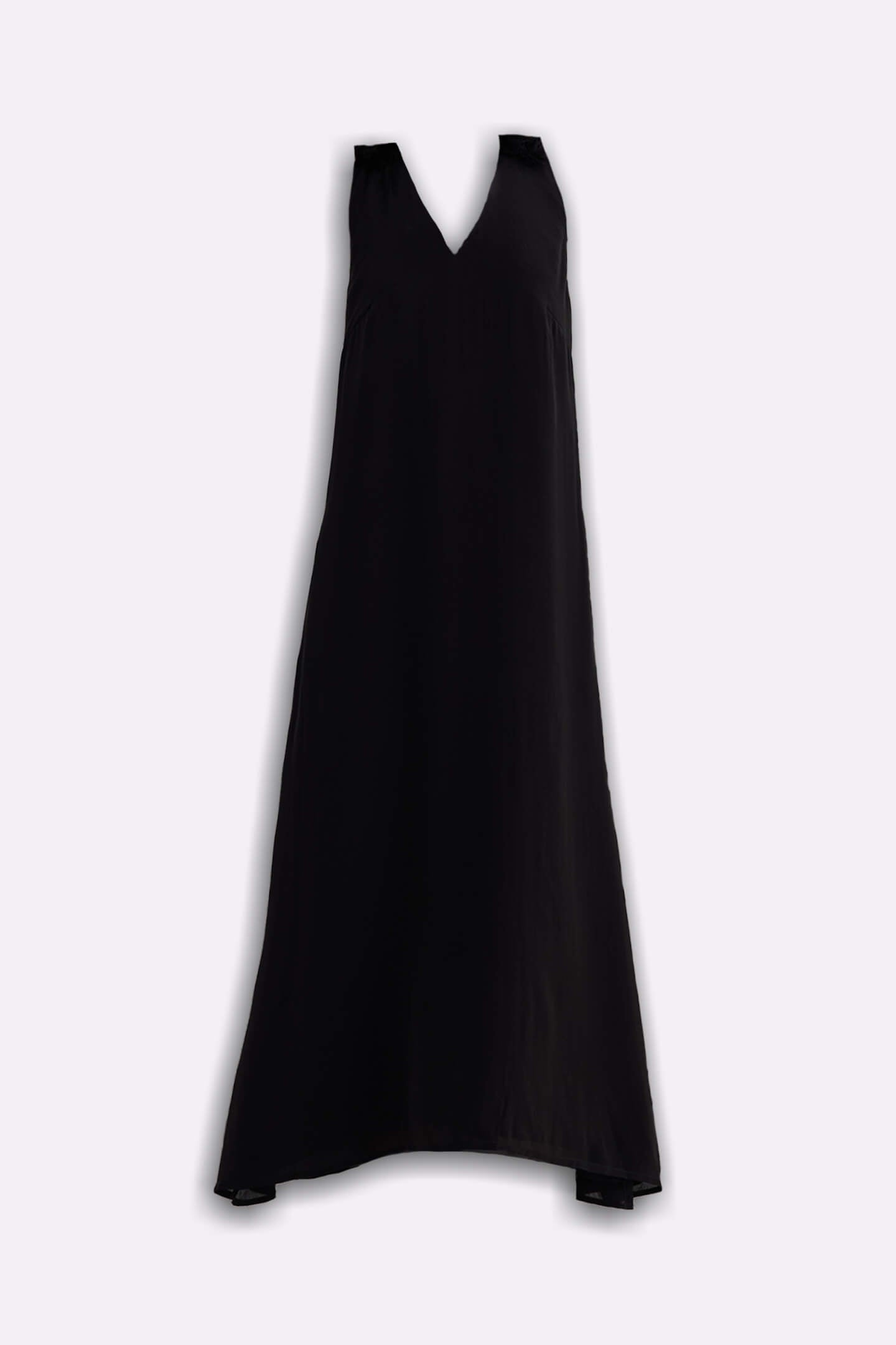 Crossed in Chic Sleeveless Maxi Dress in Black Flat lay