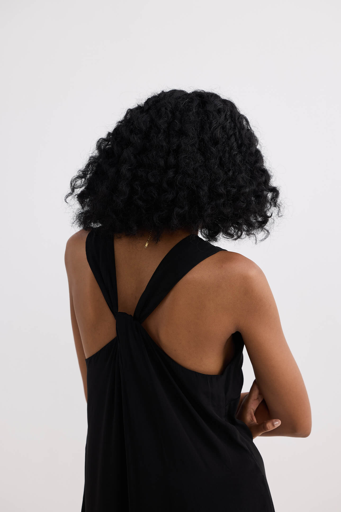 Crossed in Chic Sleeveless Maxi Dress in Black Longshot