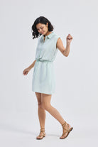 Drawstring Shirt Dress in Stripes Longshot
