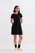 Drawstring Short T-shirt Dress in Black Longshot