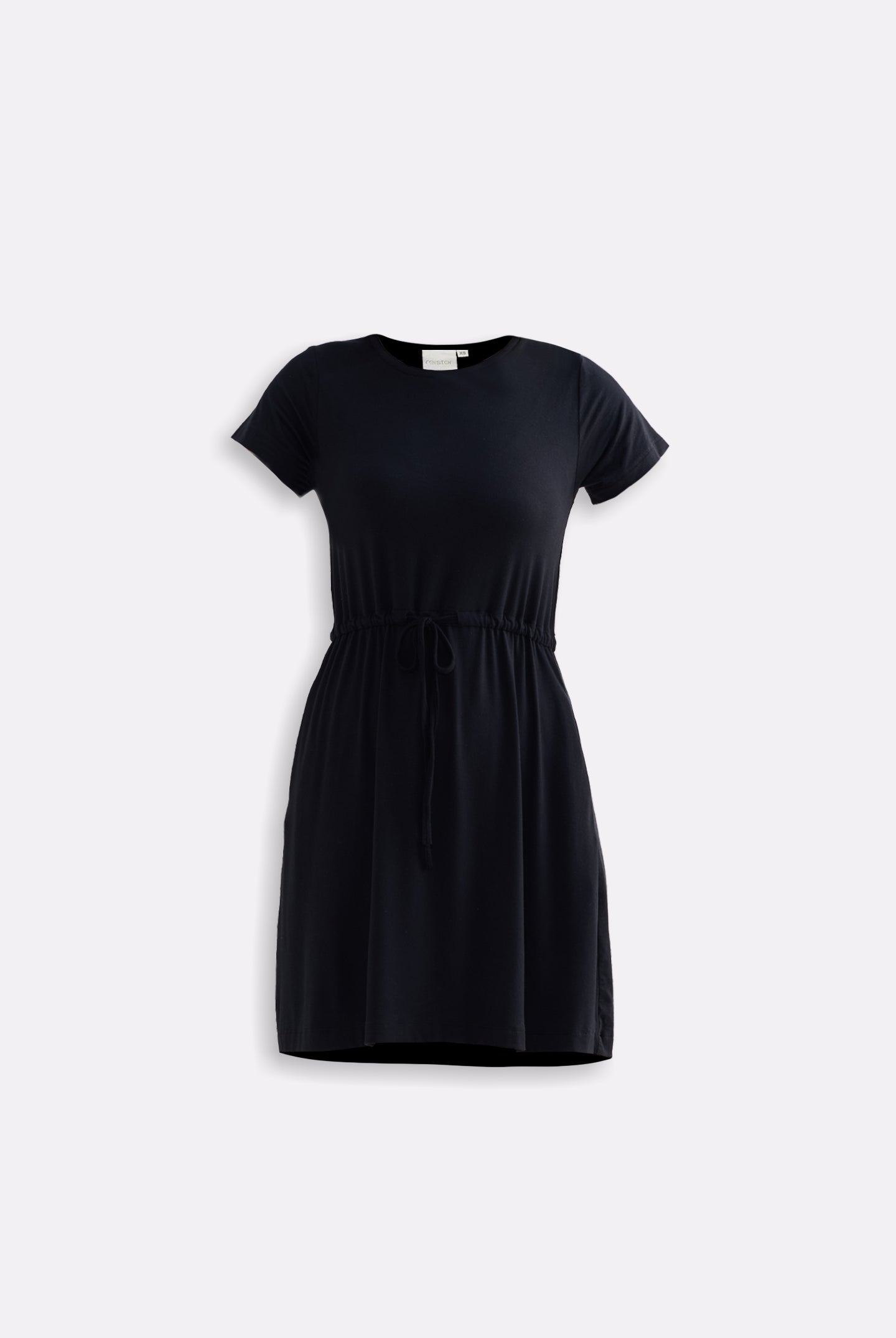 Drawstring Short T-shirt Dress in Black Flat Lay