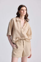 Drawstring Shorts in Neutral Beige Longshot