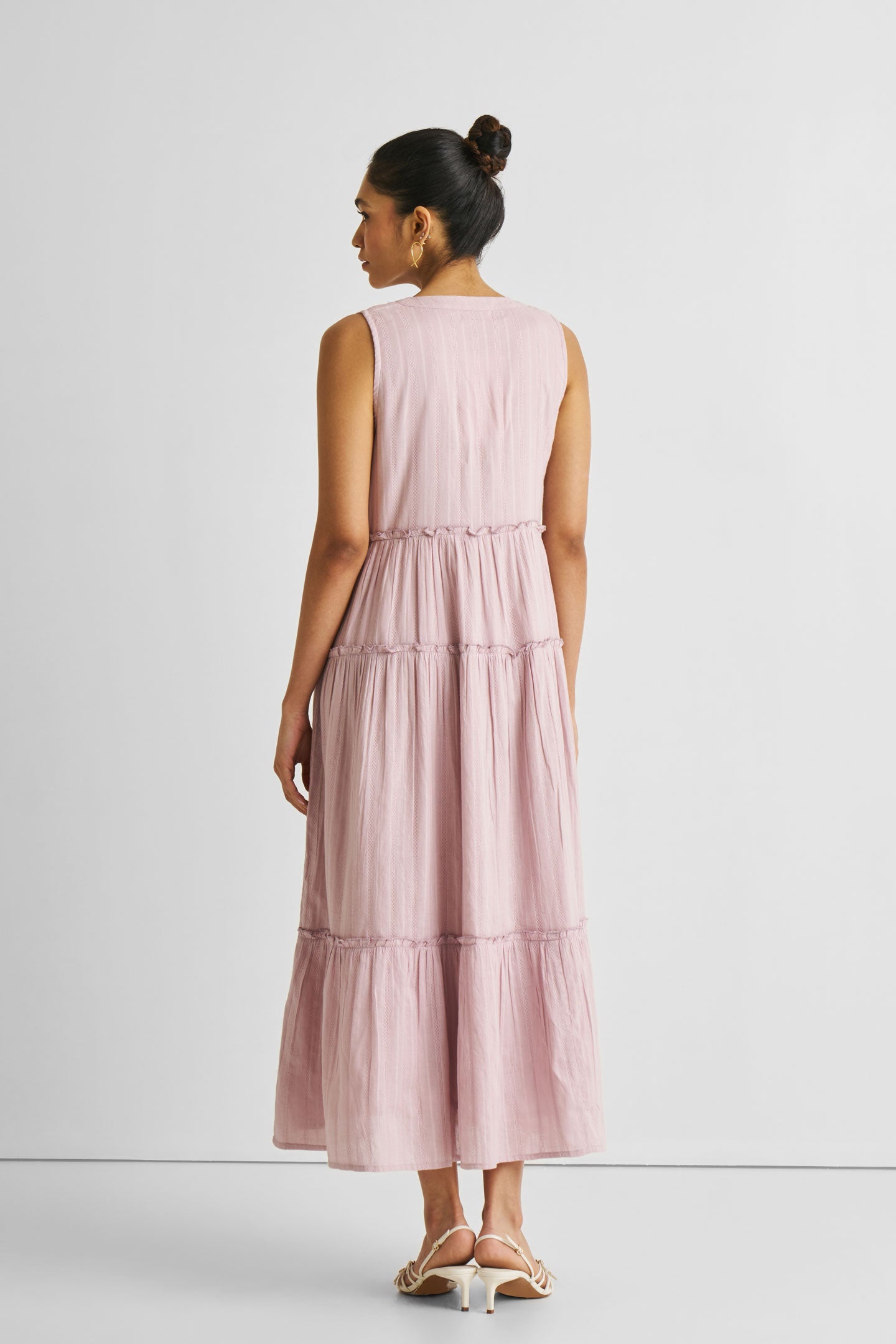 Embroidered Resort Maxi Dress in Pink Long Shot