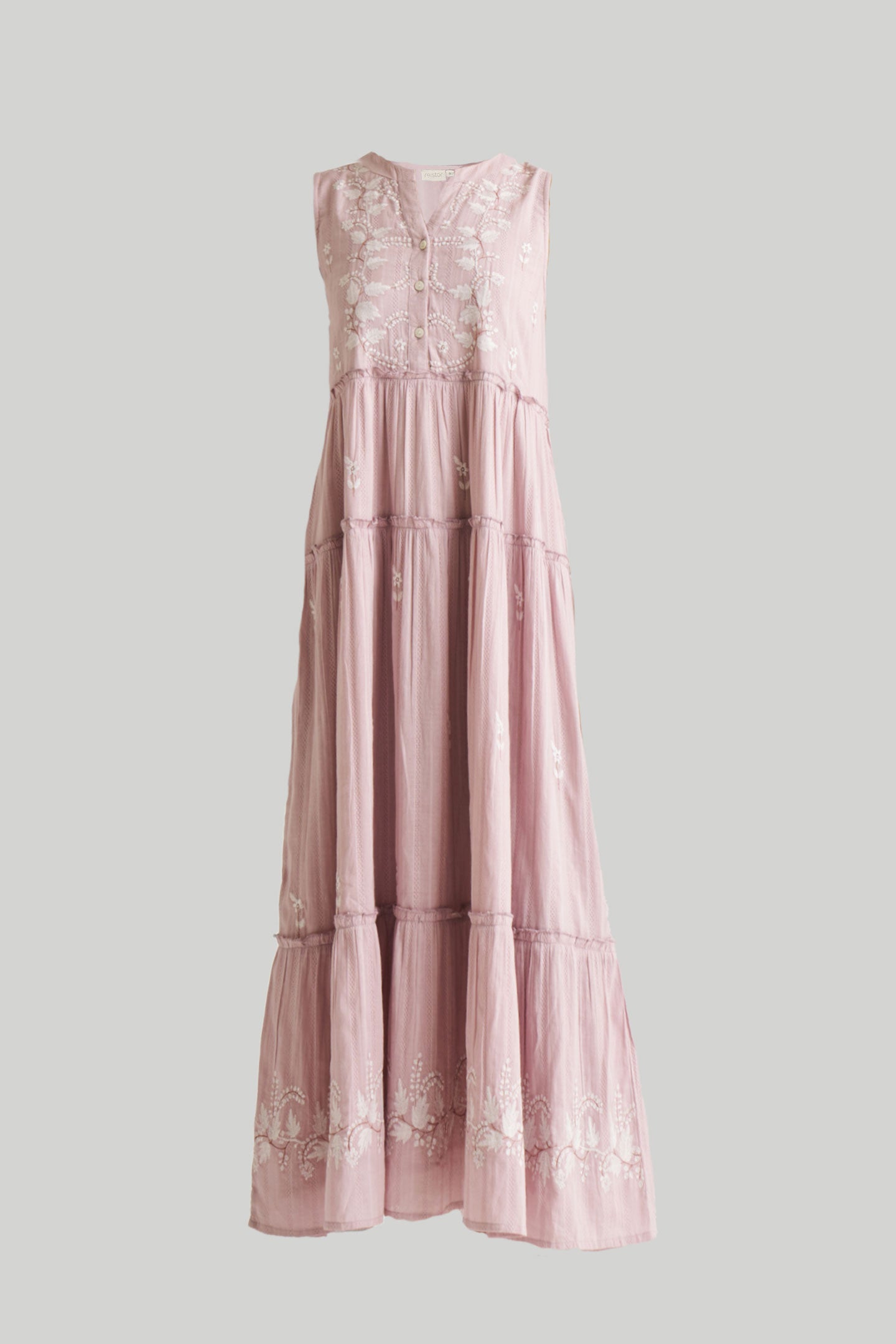 Embroidered Resort Maxi Dress in Pink Flat Lay