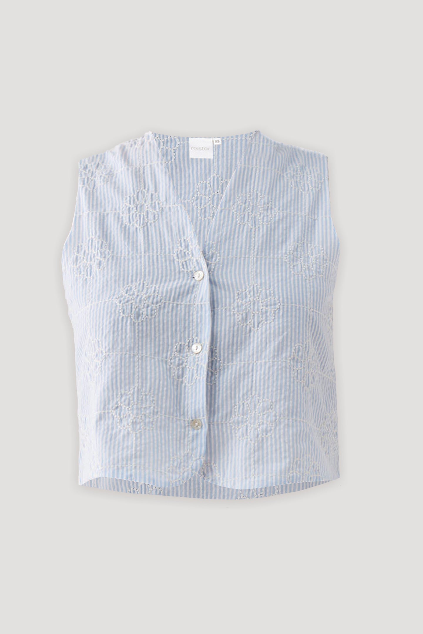 Striped sleeveless top on a light gray background
