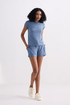 Essential Knit Shorts in Blue Longshot
