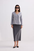 Fitted Cotton Tweed Jacket in Grey Longshot