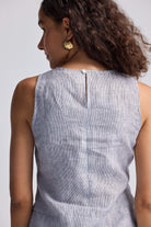 Front-tie Top in Linen Stripes Closeup
