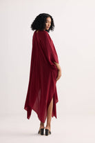 Front Twist Kaftan Dress in Burgundy Longshot