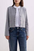 Lady Jacket in Grey Cotton Tweed Closeup Shot