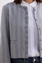 Lady Jacket in Grey Cotton Tweed Closeup Shot