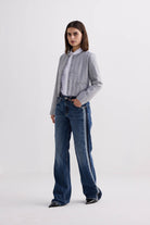 Lady Jacket in Grey Cotton Tweed Longshot