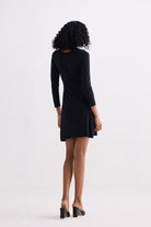 Long Sleeves Fitted Short Dress in Black Longshot