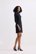 Long Sleeves Fitted Short Dress in Black Longshot