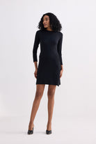 Long Sleeves Fitted Short Dress in Black Longshot