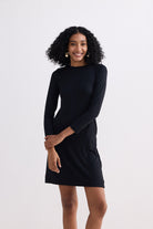 Long Sleeves Fitted Short Dress in Black Longshot
