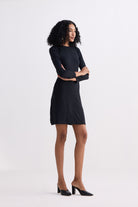 Long Sleeves Fitted Short Dress in Black Longshot