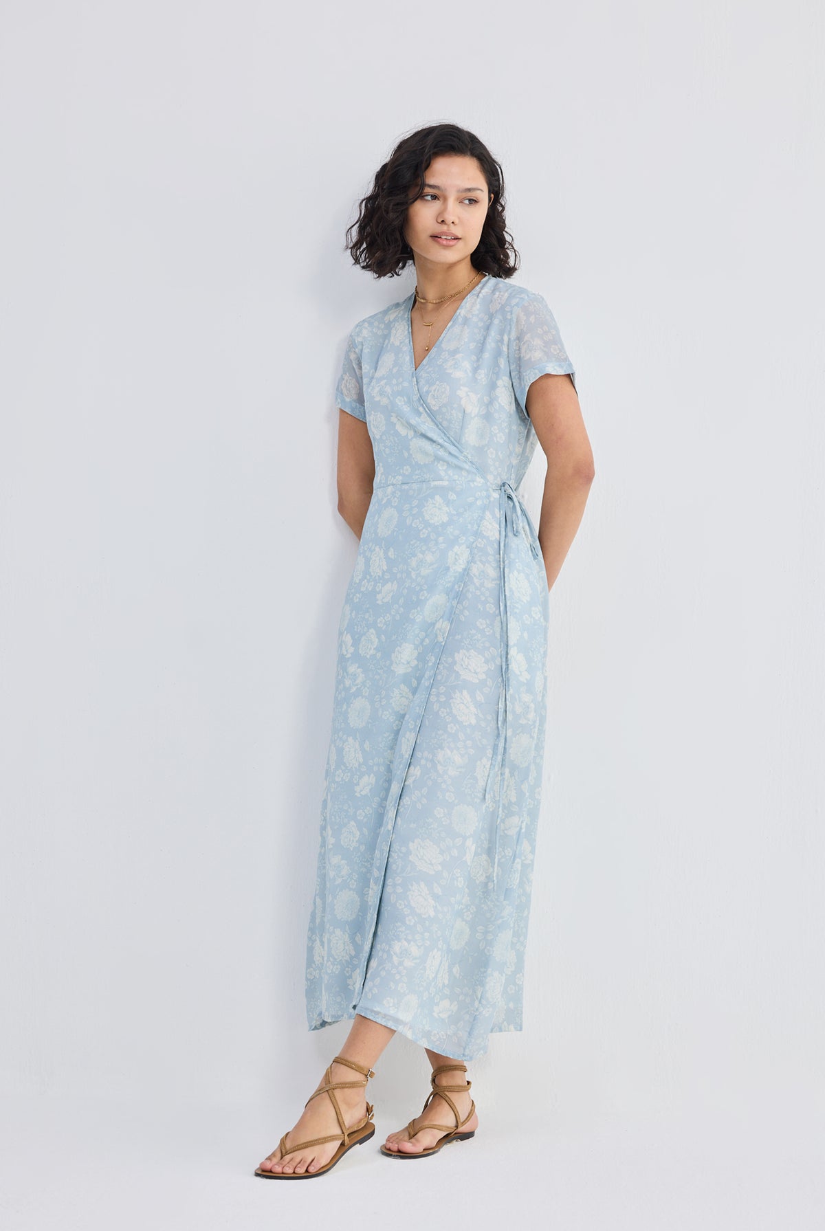 Maxi Wrap Dress in Florals Longshot