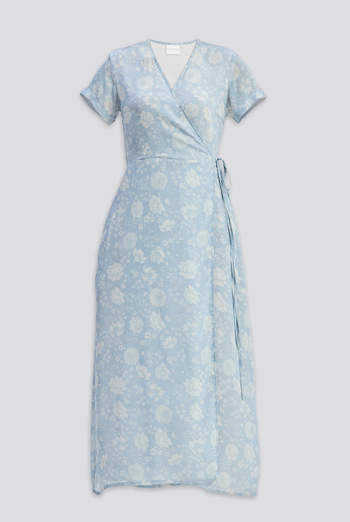 Maxi Wrap Dress in Florals Flat lay