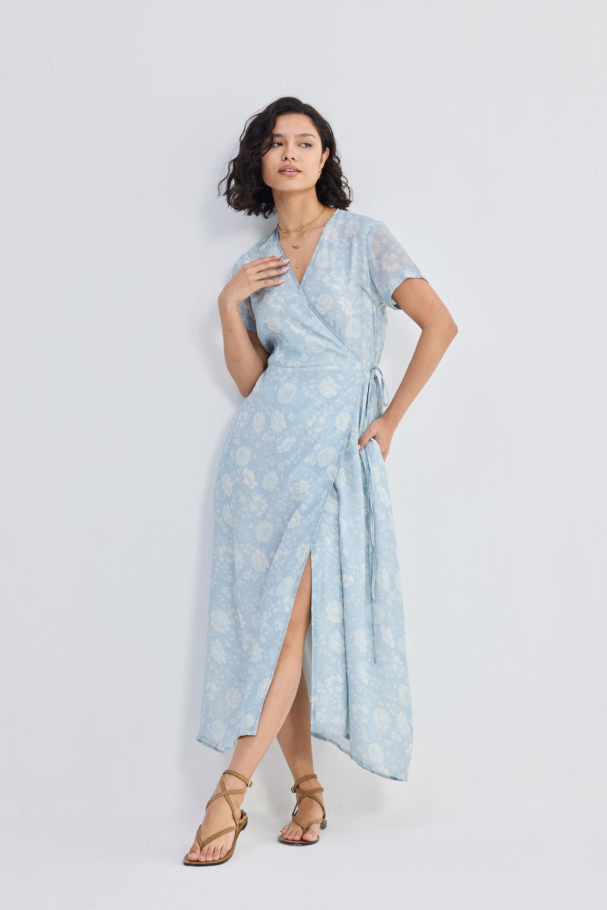 Maxi Wrap Dress in Florals Longshot